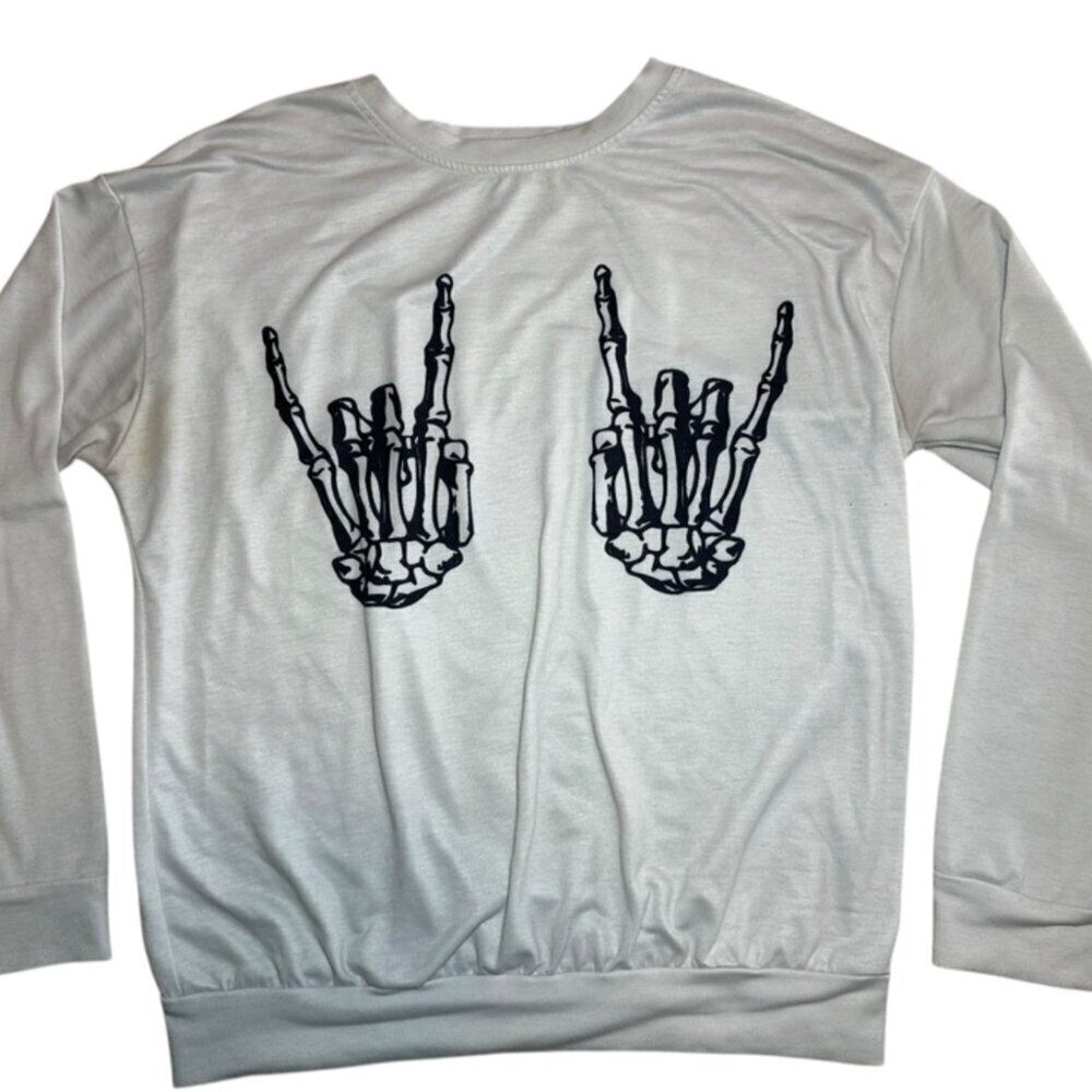 Shein Skeleton Handprint Pullover Sweater Womens Size M - Picture 2 of 7
